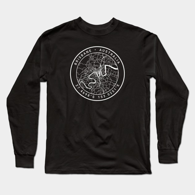 Brisbane Map Long Sleeve T-Shirt by Ryan-Cox